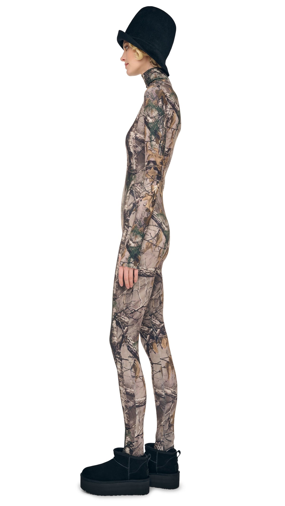 LONG SLEEVE TURTLE CATSUIT W/ FOOTIE Trees | Norma Kamali Women