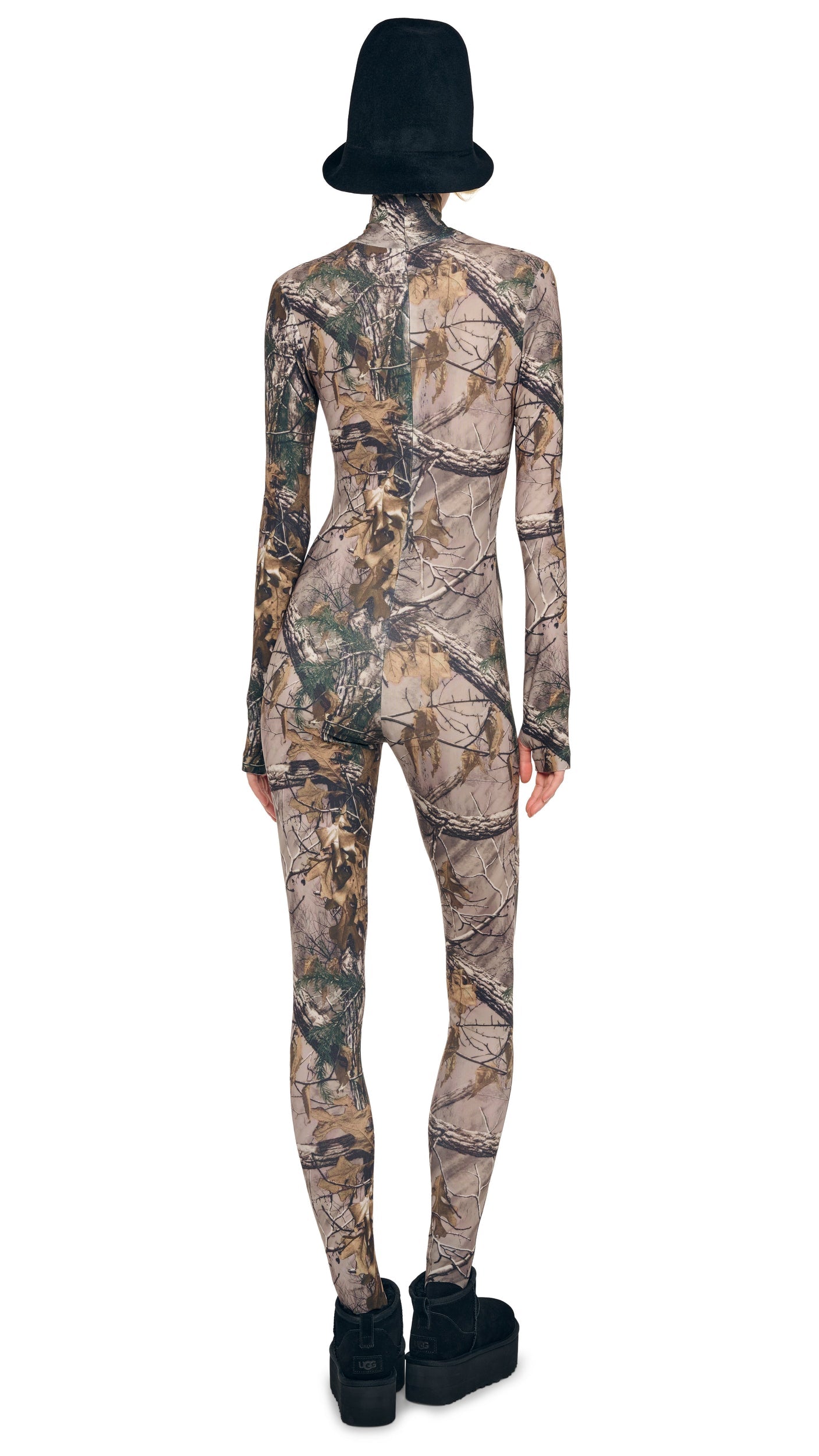 LONG SLEEVE TURTLE CATSUIT W/ FOOTIE Trees | Norma Kamali Women