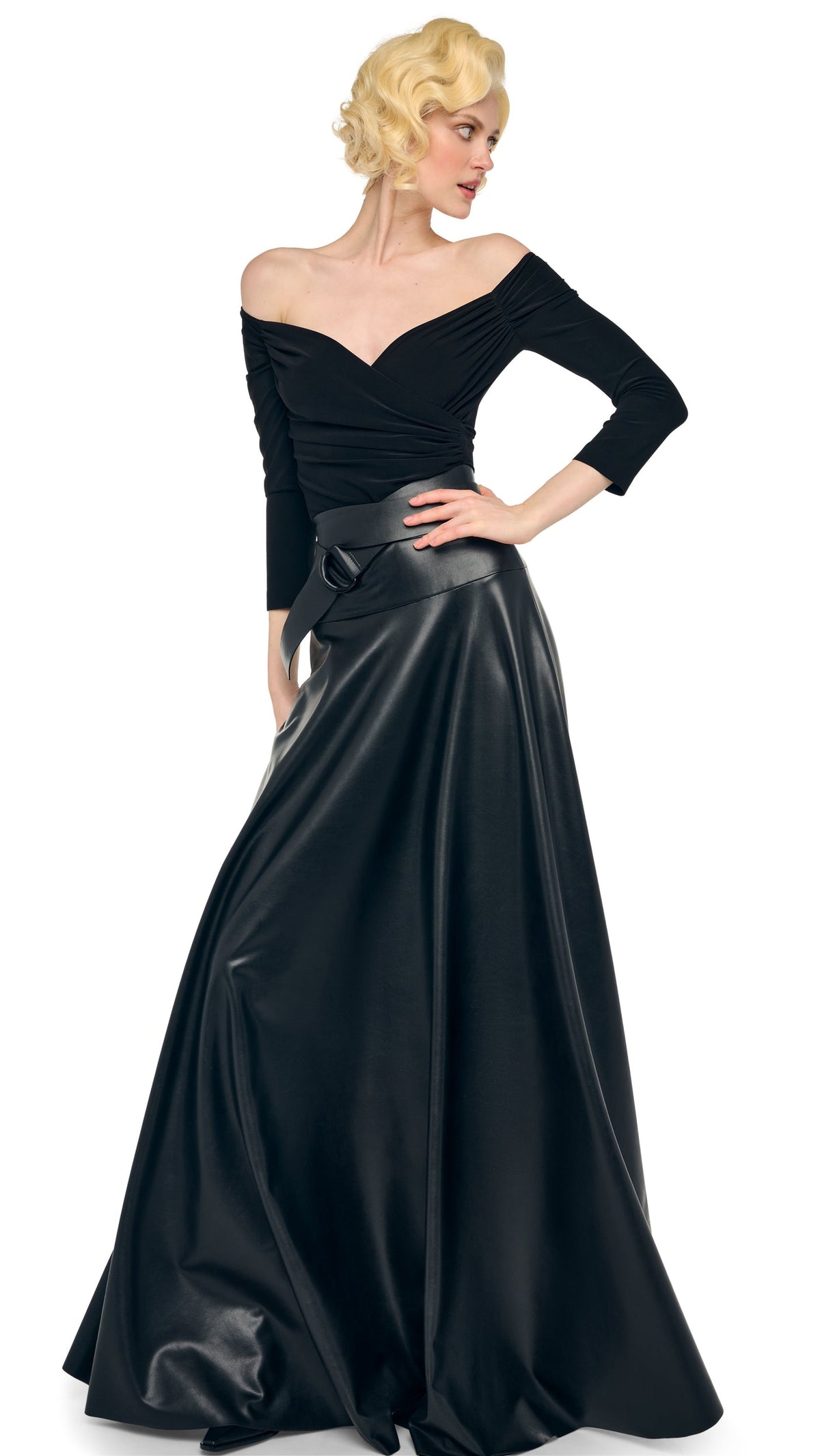 OFF SHOULDER SWEETHEART BODYSUIT Black | Norma Kamali Women