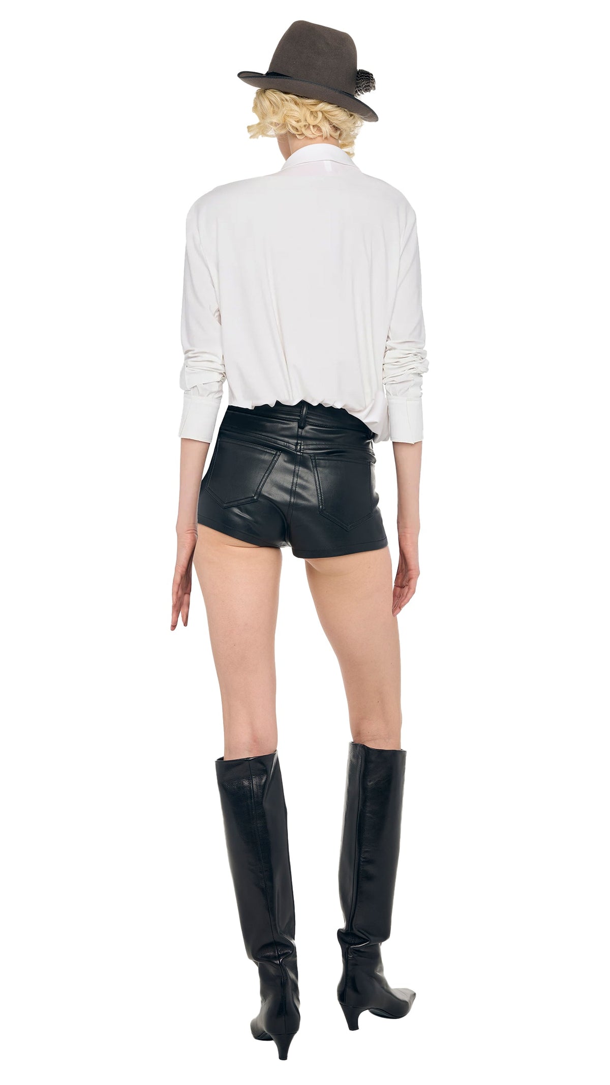 NK SHIRT BODYSUIT W/ COLLAR STAND Snow White | Norma Kamali Women