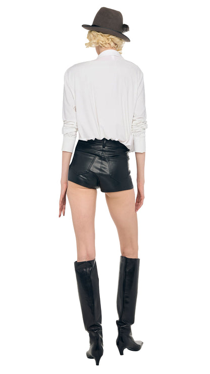 NK SHIRT BODYSUIT W/ COLLAR STAND Snow White | Norma Kamali Women