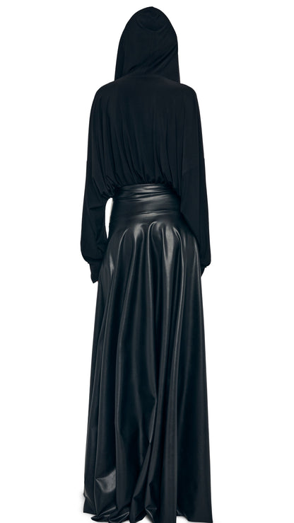 HOODED SUPER OS BF NK SHIRT BODYSUIT Black | Norma Kamali Women