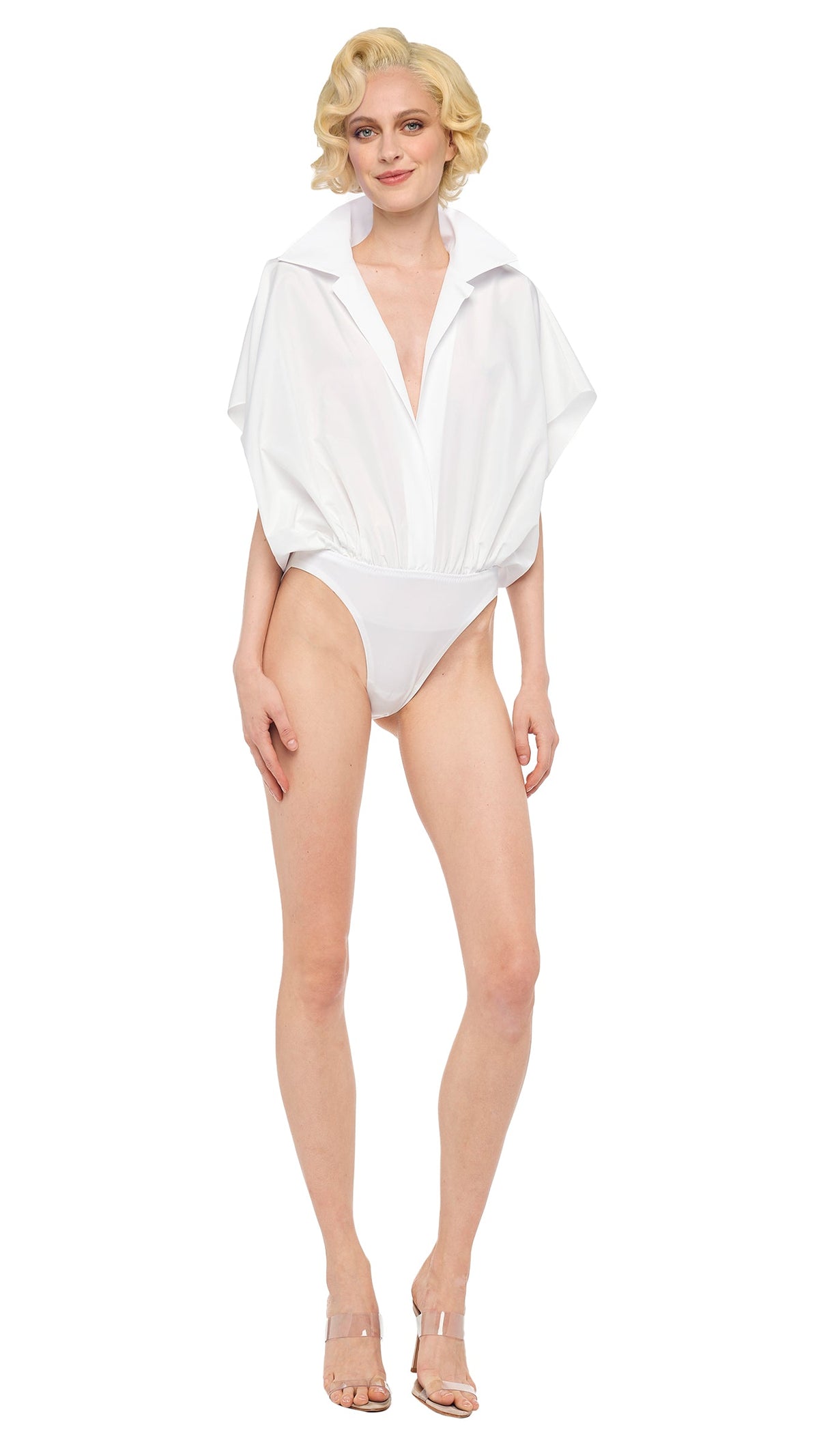 SUPER OS SLEEVELESS BF NK SHIRT BODYSUIT Snow White | Norma Kamali Women