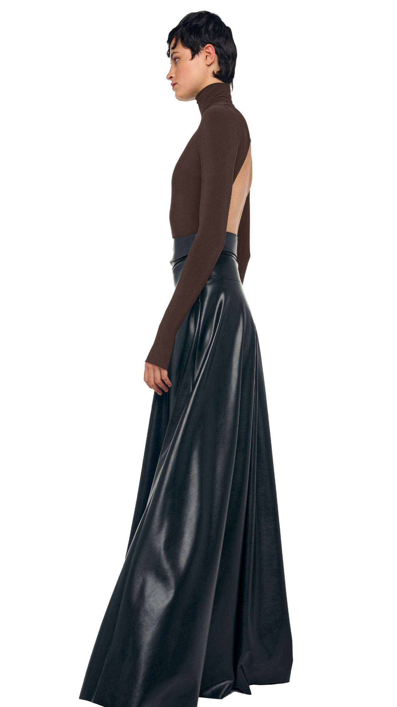 TURTLE OPEN BACK BODYSUIT Bark | Norma Kamali Women