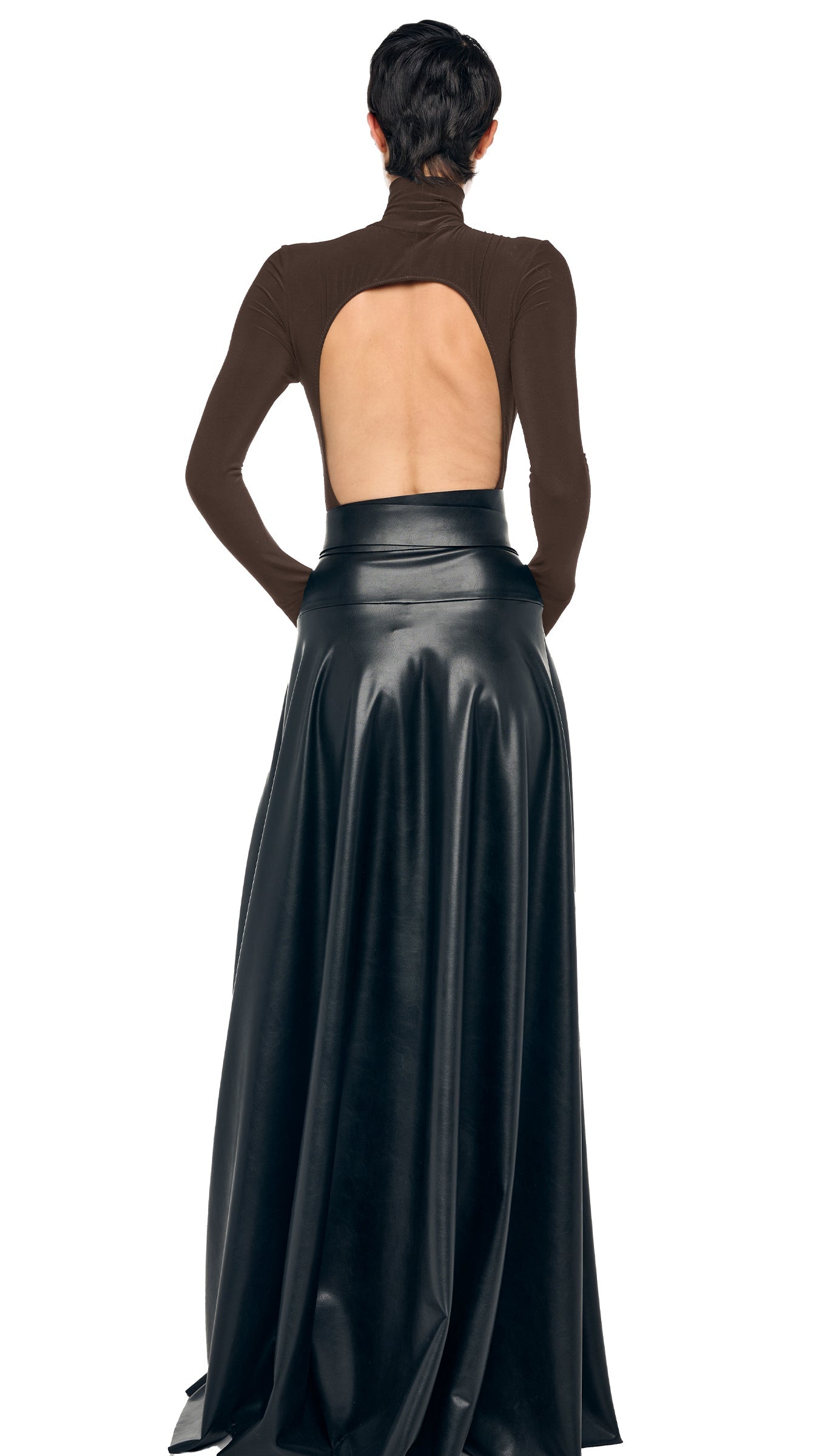 TURTLE OPEN BACK BODYSUIT Bark | Norma Kamali Women
