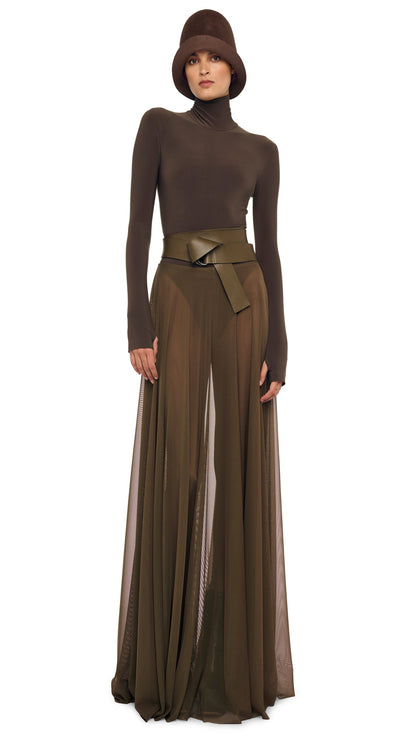 LONG SLEEVE TURTLE BODYSUIT Bark | Norma Kamali Women