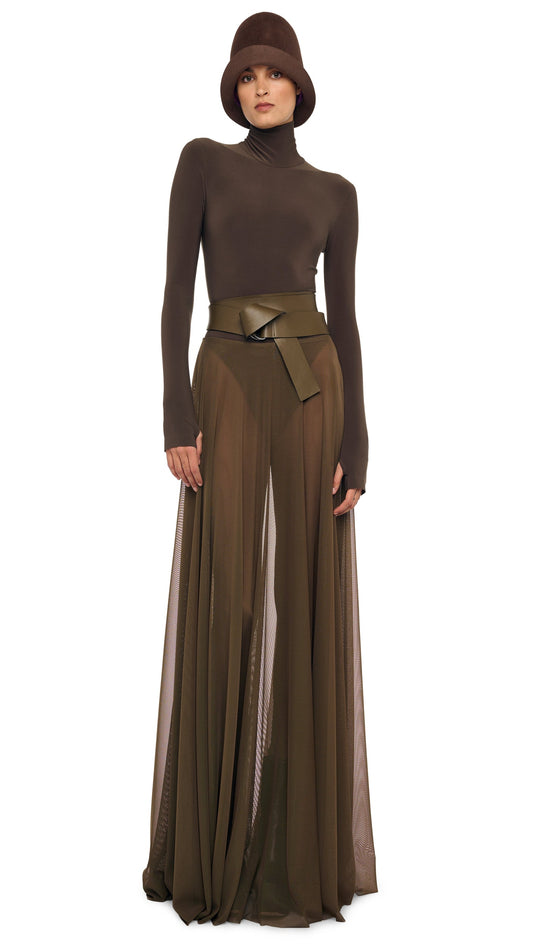 LONG SLEEVE TURTLE BODYSUIT Bark | Norma Kamali Women