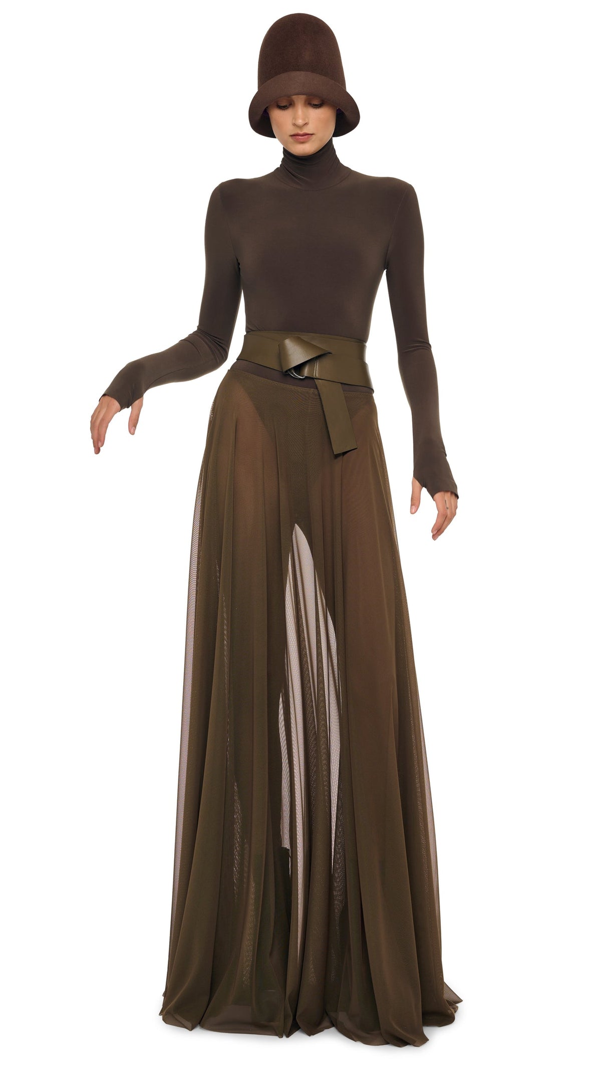 LONG SLEEVE TURTLE BODYSUIT Bark | Norma Kamali Women