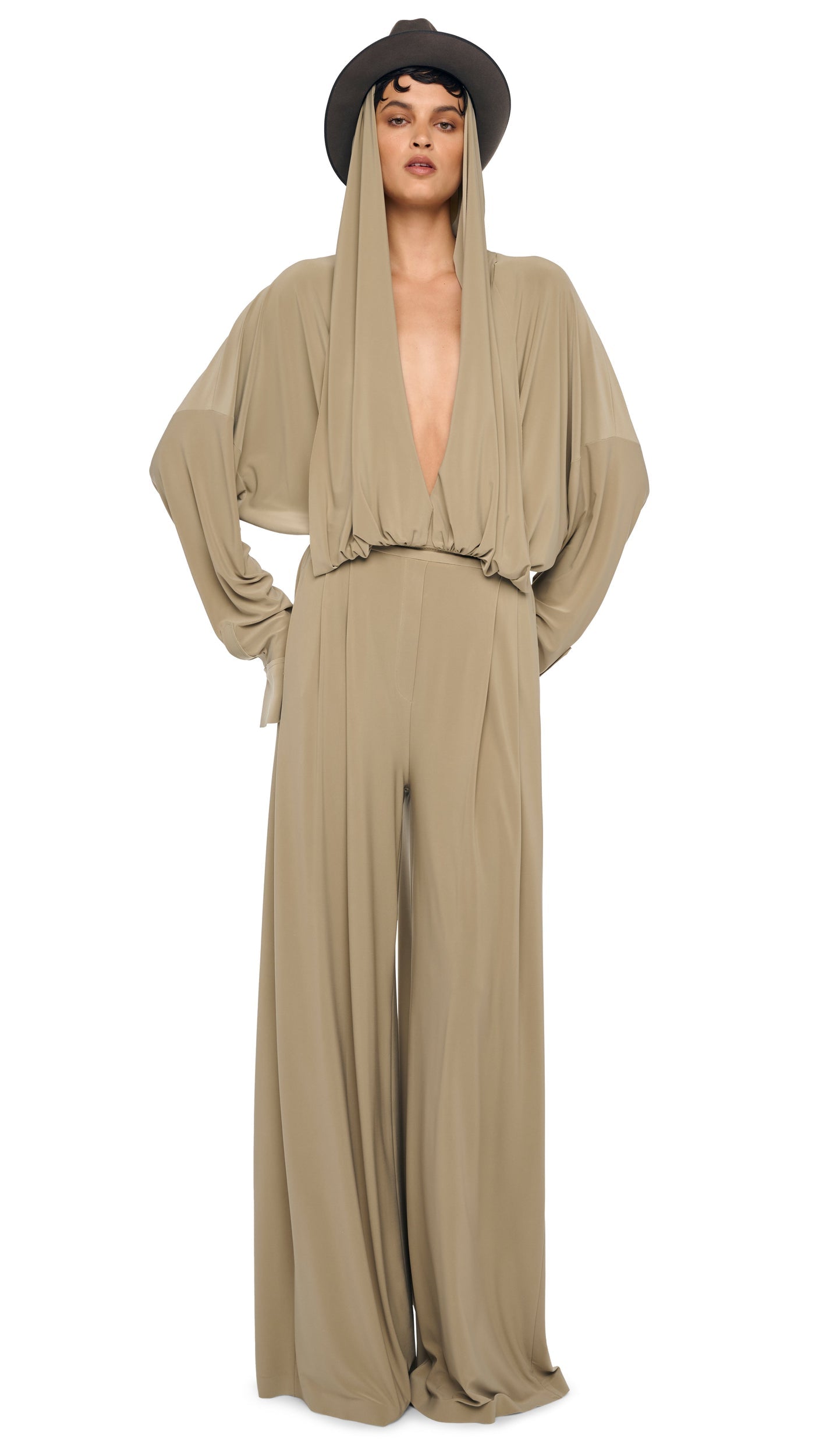 MENS PLEAT PANT Elm | Norma Kamali Women