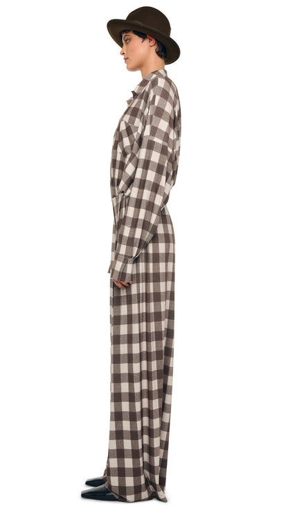 MENS PLEAT PANT Bark Box Plaid | Norma Kamali Women