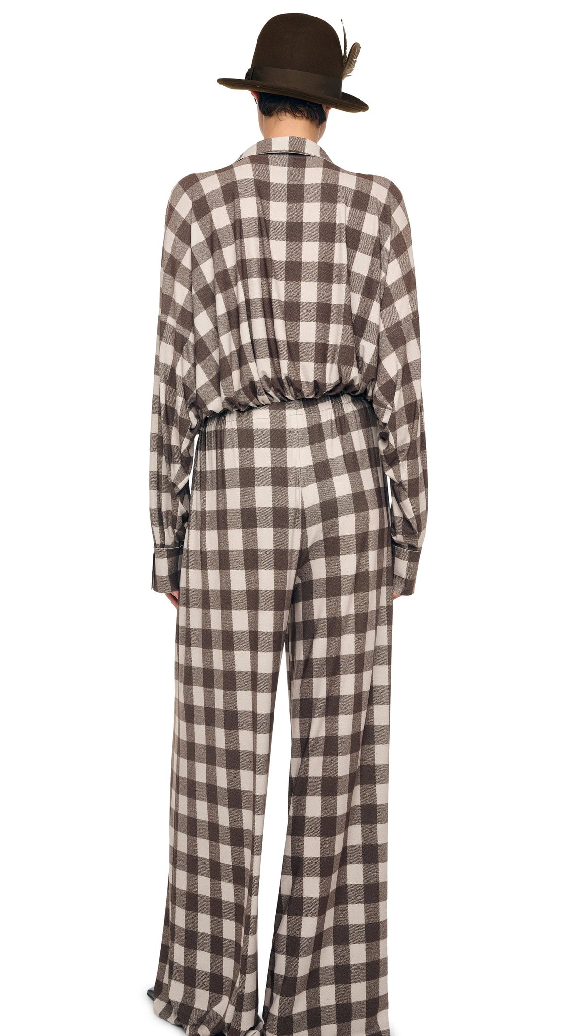MENS PLEAT PANT Bark Box Plaid | Norma Kamali Women
