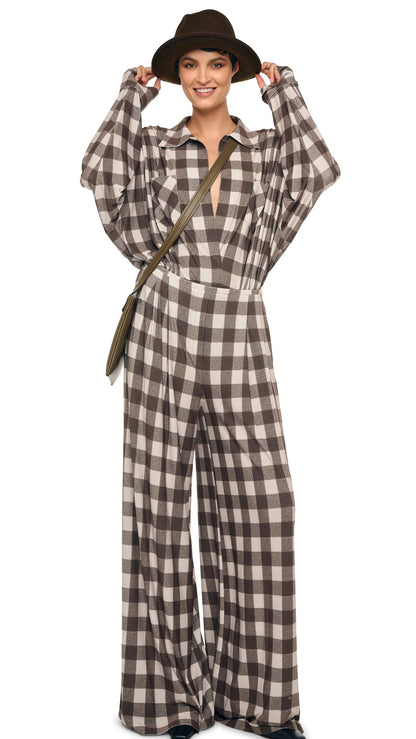 MENS PLEAT PANT Bark Box Plaid | Norma Kamali Women