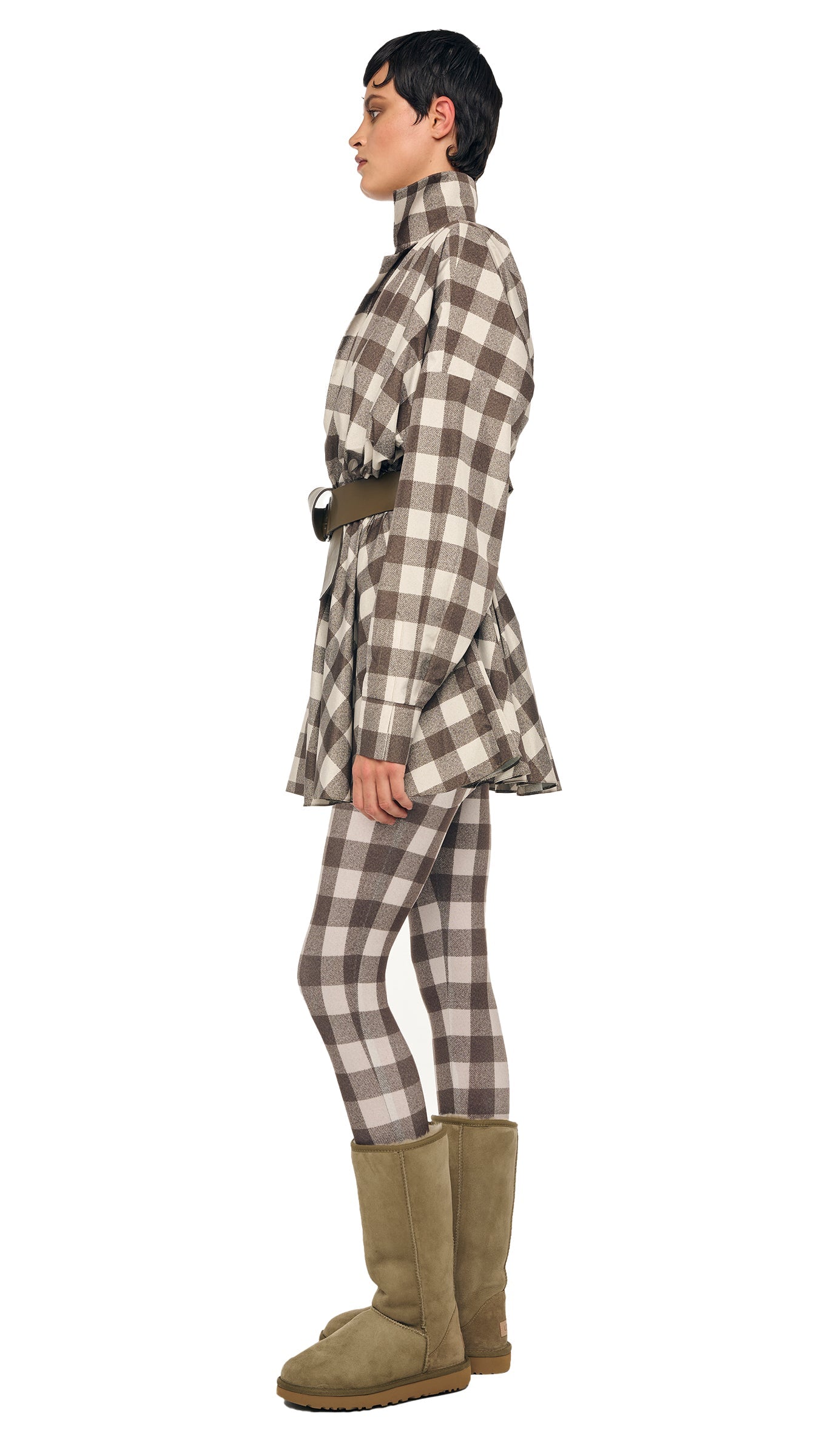 LEGGING W/ FOOTIE W/O WAISTBAND Bark Box Plaid | Norma Kamali Women