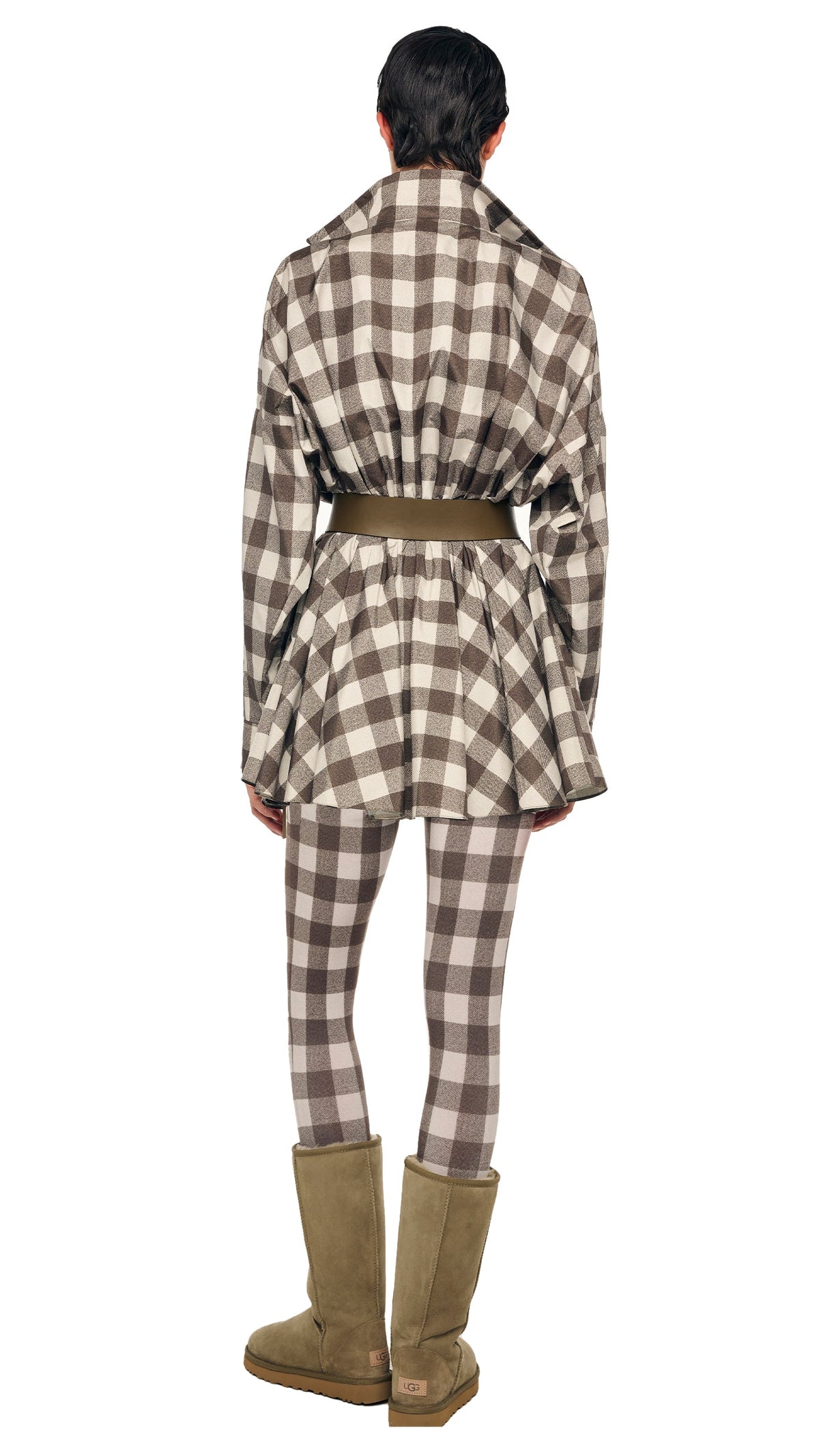 LEGGING W/ FOOTIE W/O WAISTBAND Bark Box Plaid | Norma Kamali Women