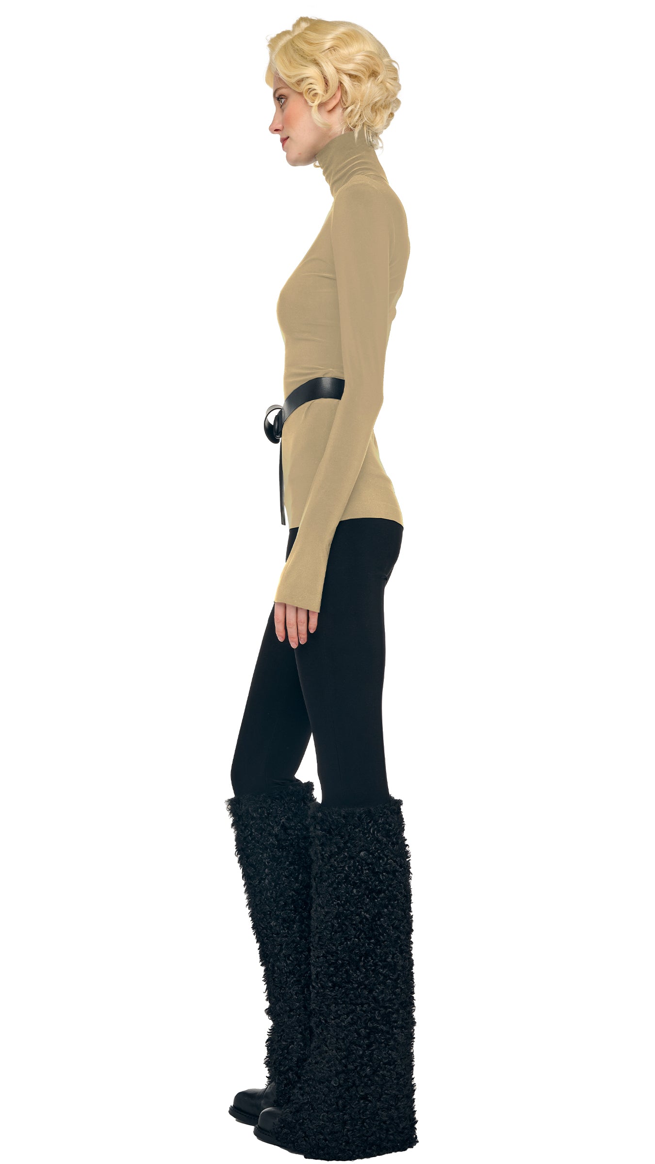 SLIM FIT LONG SLEEVE TURTLE TOP Elm | Norma Kamali Women