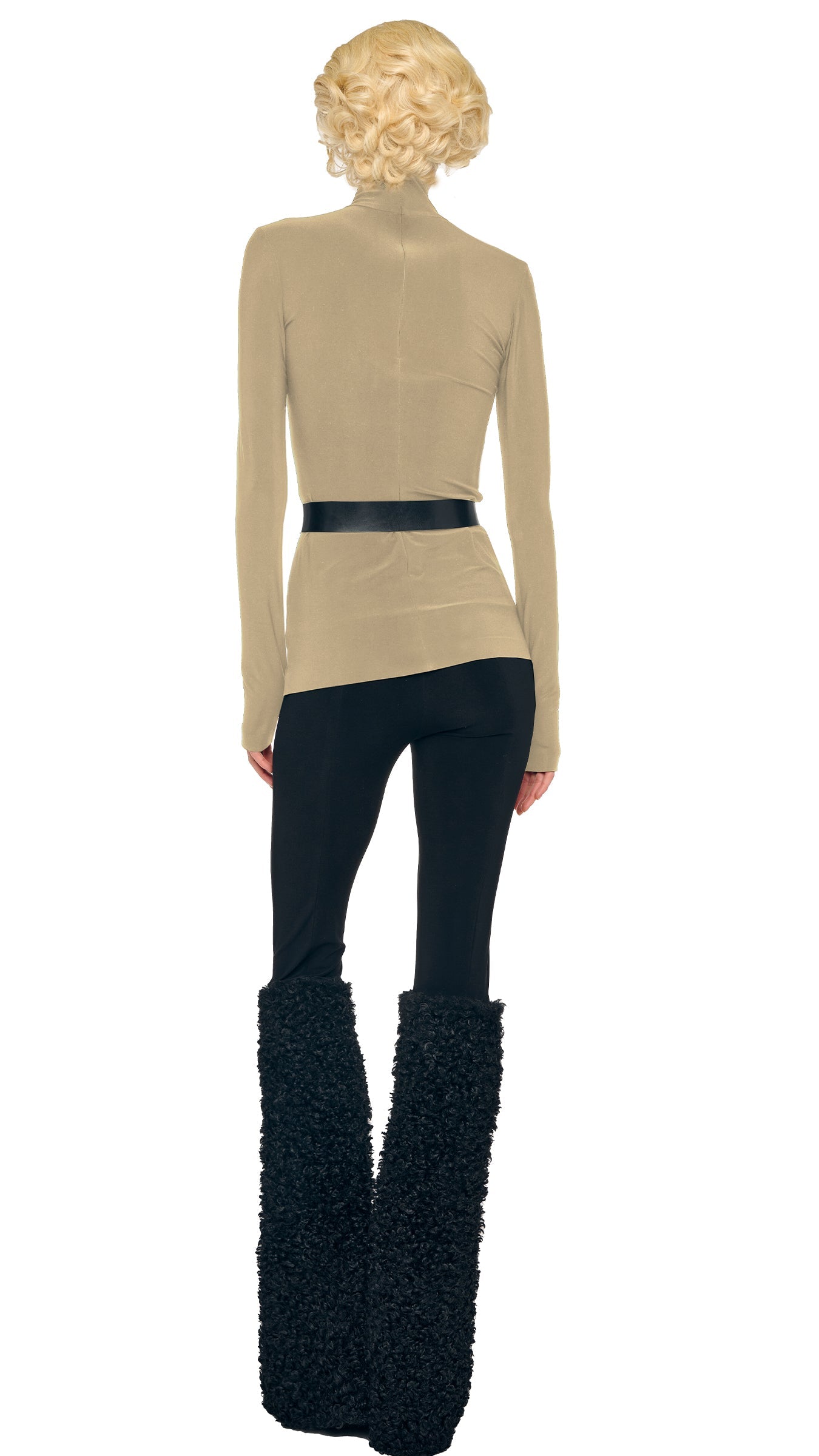 SLIM FIT LONG SLEEVE TURTLE TOP Elm | Norma Kamali Women