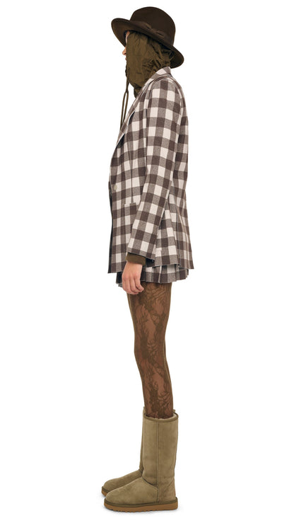 EASY FIT SB JACKET W/ PATCH POCKET Bark Box Plaid | Norma Kamali Women