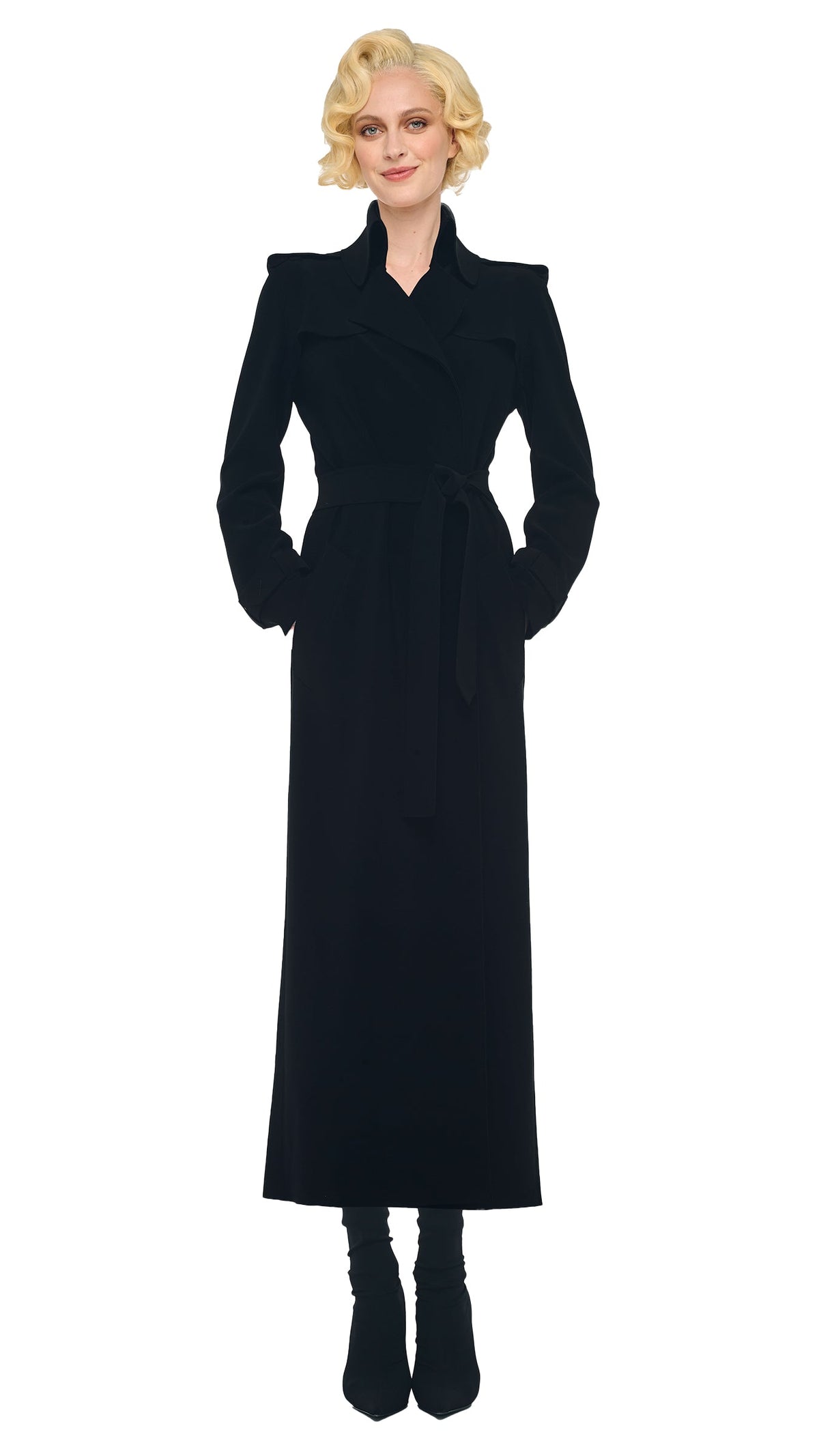 OVERSIZED DOUBLE BREASTED TRENCH Black | Norma Kamali Women