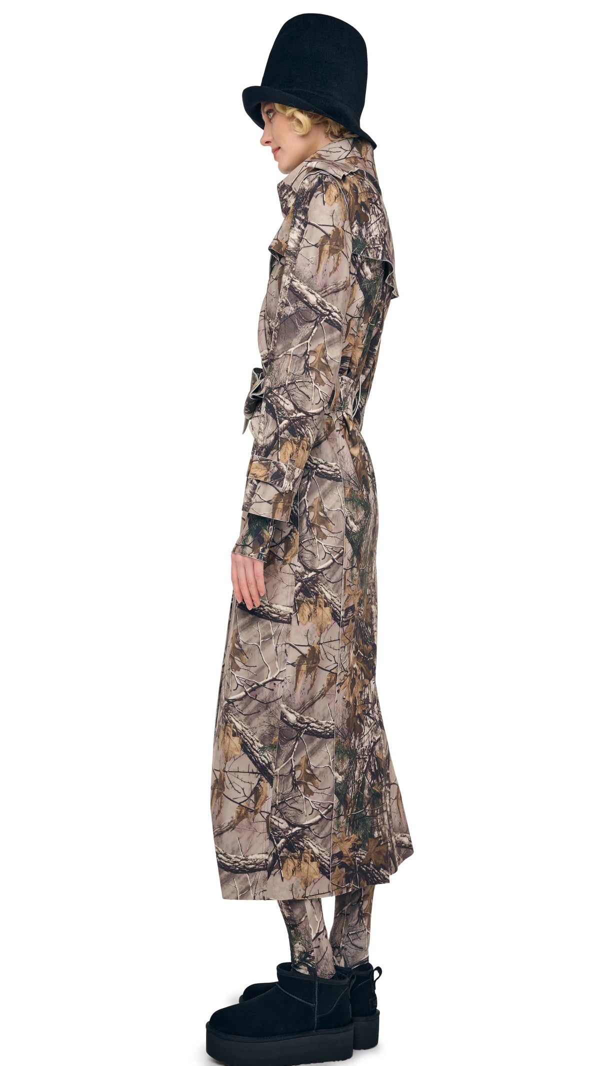 DOUBLE BREASTED TRENCH Trees | Norma Kamali Women