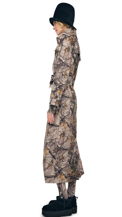 DOUBLE BREASTED TRENCH Trees | Norma Kamali Women