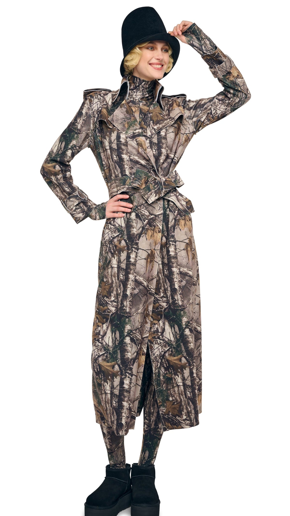 DOUBLE BREASTED TRENCH Trees | Norma Kamali Women