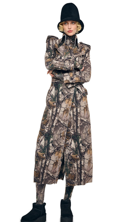 DOUBLE BREASTED TRENCH Trees | Norma Kamali Women
