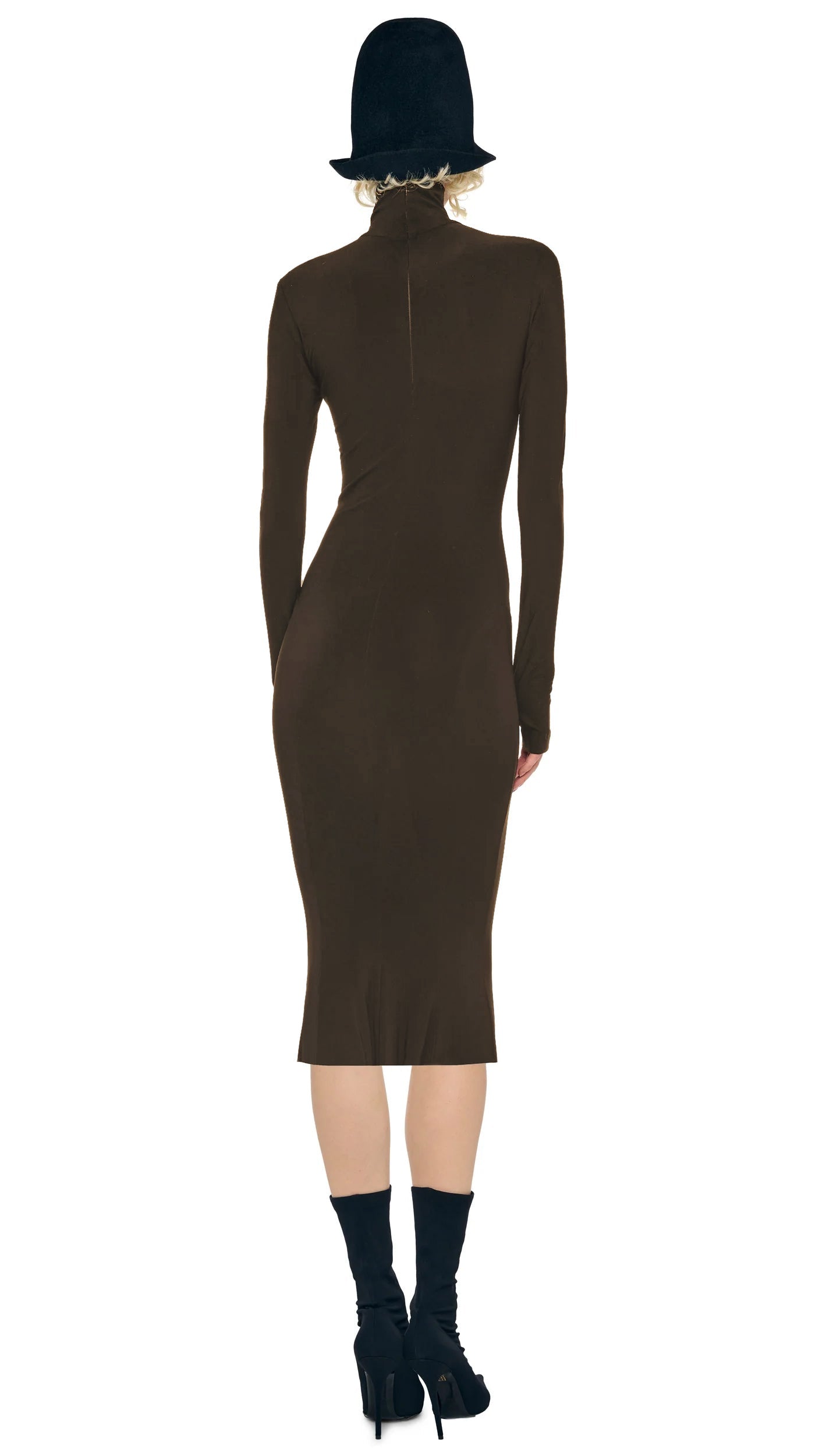 LONG SLEEVE TURTLENECK DRESS Bark | Norma Kamali Women