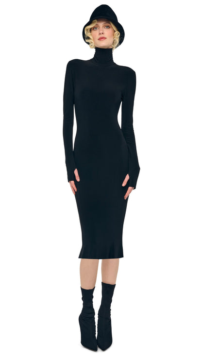 LONG SLEEVE TURTLENECK DRESS Black | Norma Kamali Women