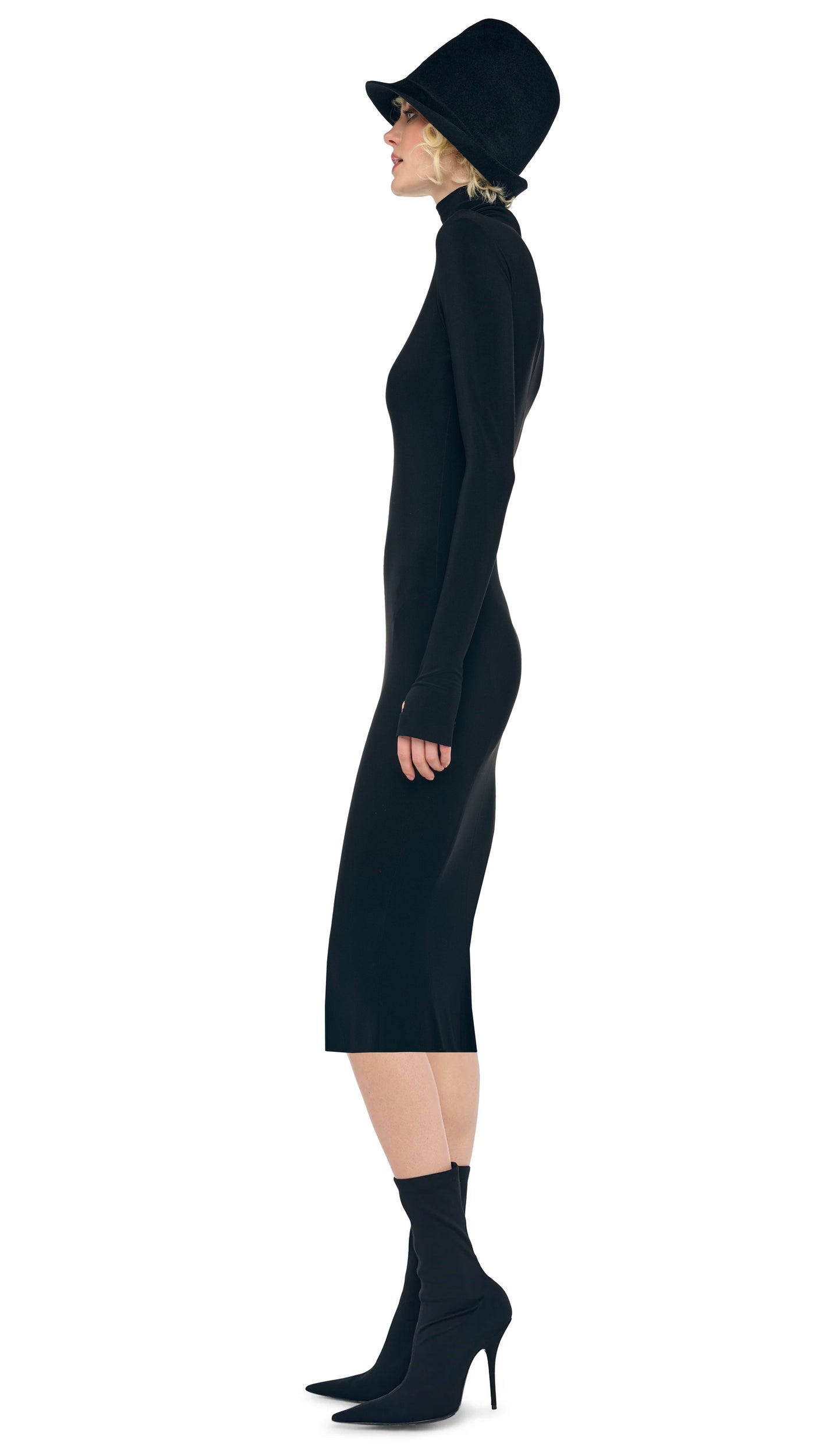 LONG SLEEVE TURTLENECK DRESS Black | Norma Kamali Women