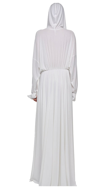 HOODED SUPER OS BF NK SHIRT FLARED GOWN Snow White | Norma Kamali Women