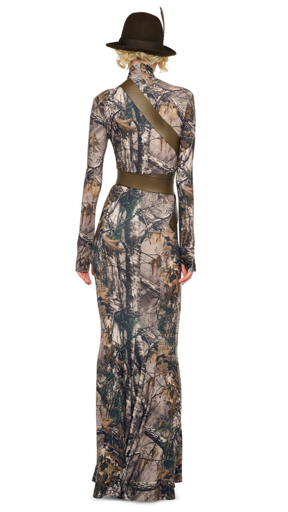 LONG SLEEVE TURTLE FISHTAIL GOWN Trees | Norma Kamali Women