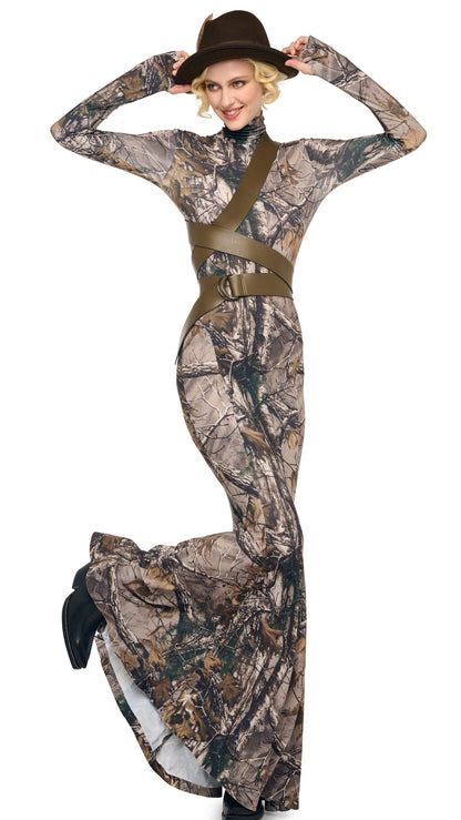 LONG SLEEVE TURTLE FISHTAIL GOWN Trees | Norma Kamali Women
