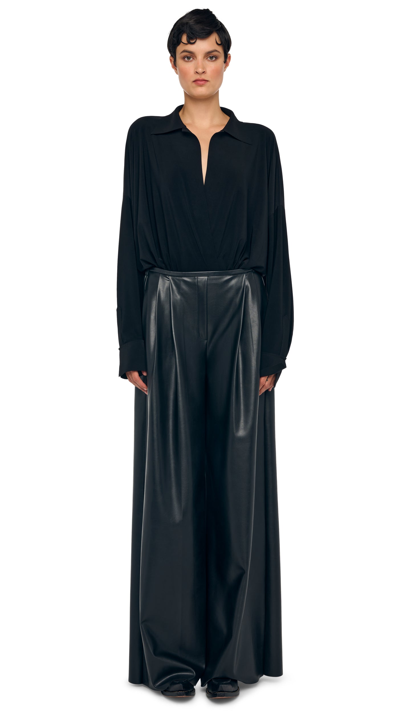 SUPER OS BF NK SHIRT BODYSUIT Black | Norma Kamali Women