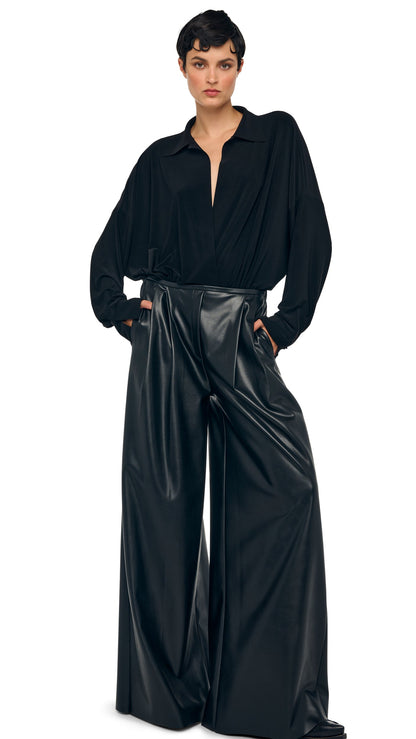 SUPER OS BF NK SHIRT BODYSUIT Black | Norma Kamali Women