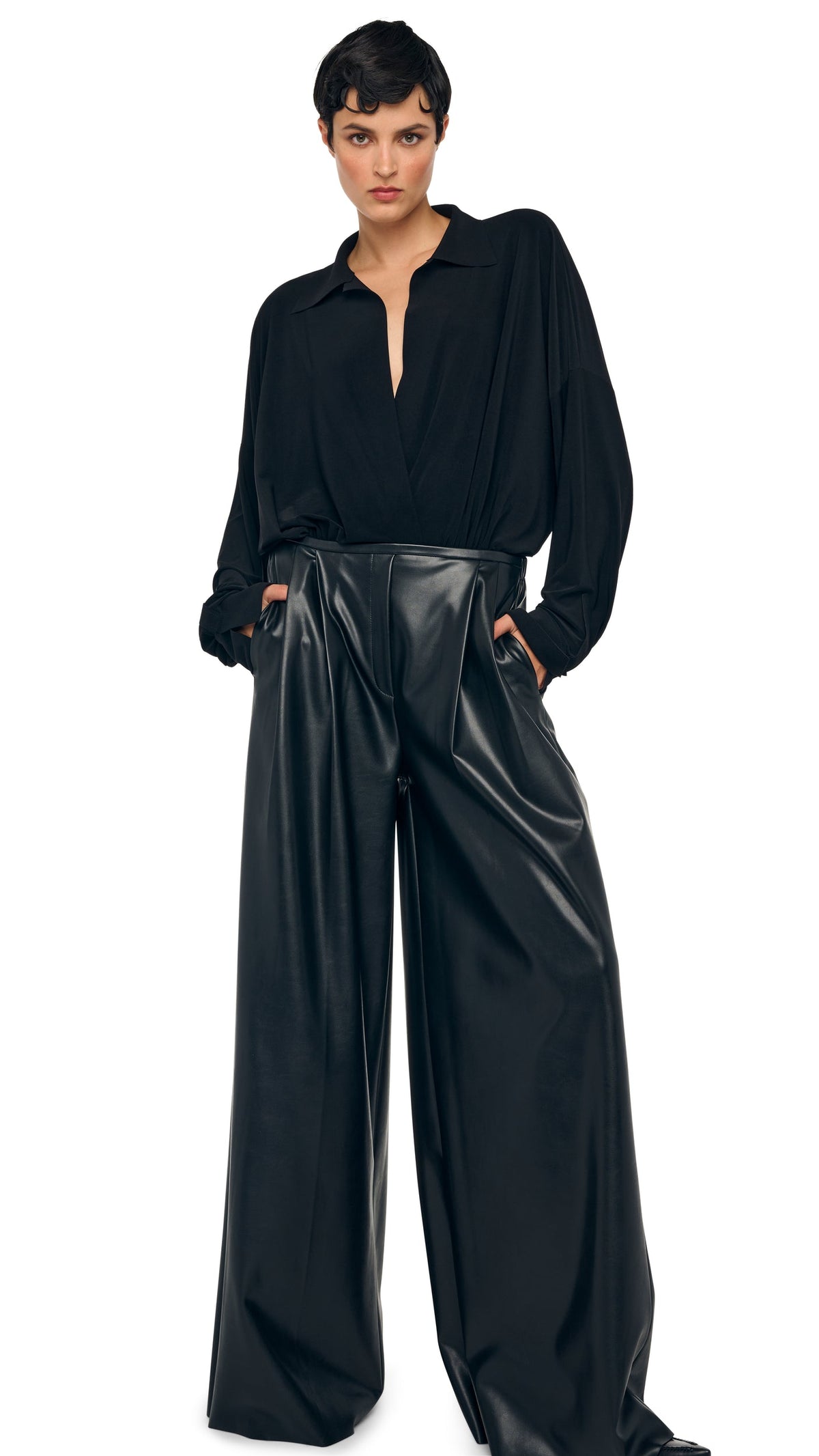 SUPER OS BF NK SHIRT BODYSUIT Black | Norma Kamali Women